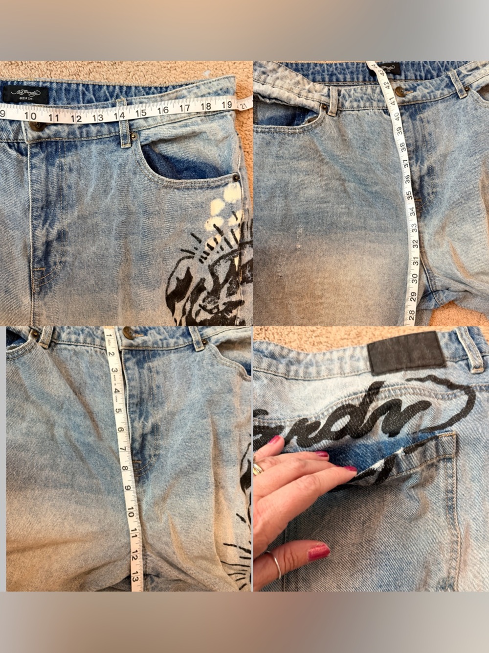 Vintage Y2K Ed Hardy Death Before Dishonor Skull Eagle Jeans 38 - Picture 8 of 16